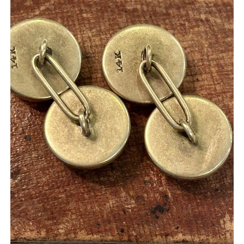 Antique VTG 14K Gold Intaglio Reverse Essex Crystal Horse Jockey Cufflinks Derby